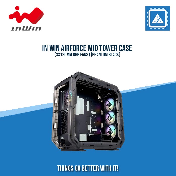 IN WIN AIRFORCE MID TOWER CASE (3X120MM RGB FANS) (PHANTOM BLACK) IN WIN AIRFORCE MID TOWER CASE (3X120MM RGB FANS) (PHANTOM BLACK)